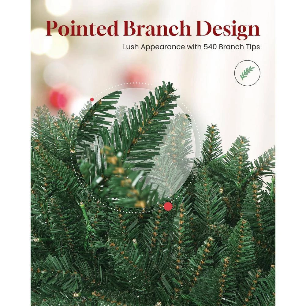 48 In. Large Pre-Lit Fir Artificial Christmas Wreath With 200 LED Lights, 540 PVC Branch Tips, Holiday Decorate 6 48 In. Large Pre-Lit Fir Artificial Christmas Wreath With 200 LED Lights, 540 PVC Branch Tips, Holiday Decorate - Image 4