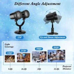 Dual-Head Christmas Snowflake Projector Light, IP65 Waterproof Christmas LED Projector Light Outside W/ 180° Rotation -Christmas Decor Shop afoxsos christmas light projectors hdsa11 3ot350 fa 1000