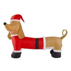 4 Ft Pre-Lit LED Dachshund With Santa Outfit Christmas Inflatable