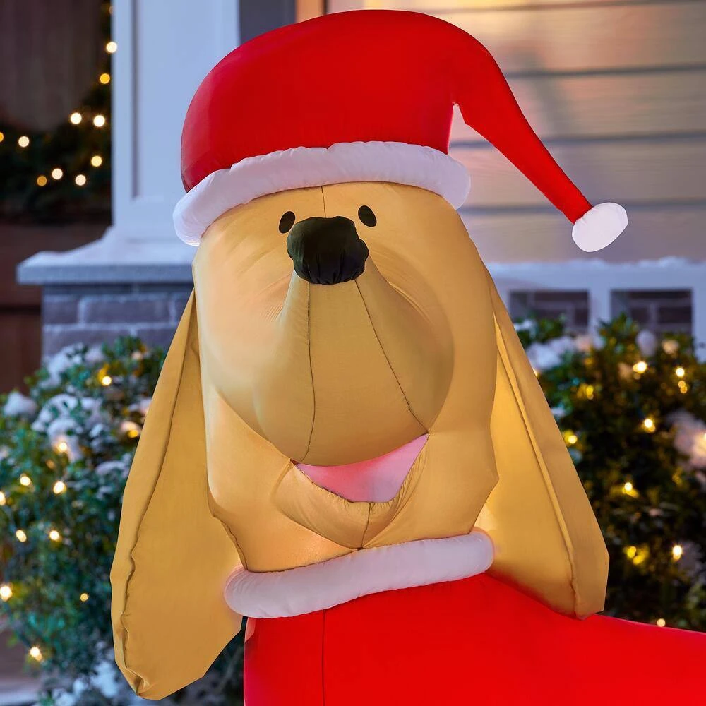 4 Ft Pre-Lit LED Dachshund With Santa Outfit Christmas Inflatable 6 4 Ft Pre-Lit LED Dachshund With Santa Outfit Christmas Inflatable - Image 4