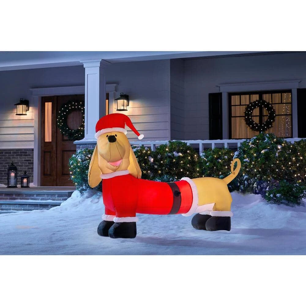 4 Ft Pre-Lit LED Dachshund With Santa Outfit Christmas Inflatable 4 4 Ft Pre-Lit LED Dachshund With Santa Outfit Christmas Inflatable - Image 2