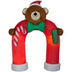 Holiday 11 Ft. H X 8 Ft. W Animated Inflatable Plush Teddy Bear Archway With Wiggling Bow Tie