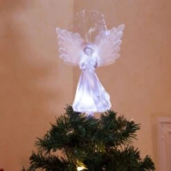 Alpine 8 In. Tall Angel Tree Topper With Fiber Optic Wings And LED Light -Christmas Decor Shop alpine christmas tree toppers rgg501wt tm 31 1000