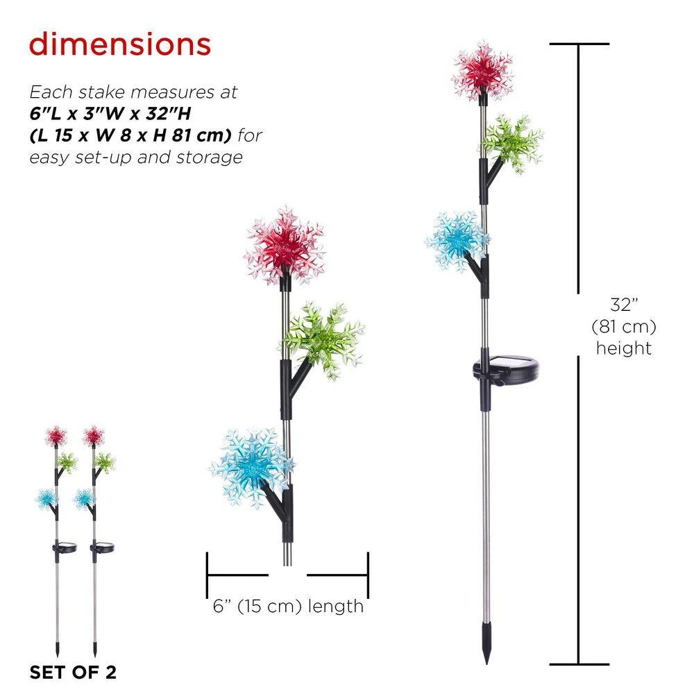 Alpine Holiday Decor Acrylic 3-Tier Snowflake Stakes With Solar Powered LED Lights, 2-Pack 5 Alpine Holiday Decor Acrylic 3-Tier Snowflake Stakes With Solar Powered LED Lights, 2-Pack - Image 3