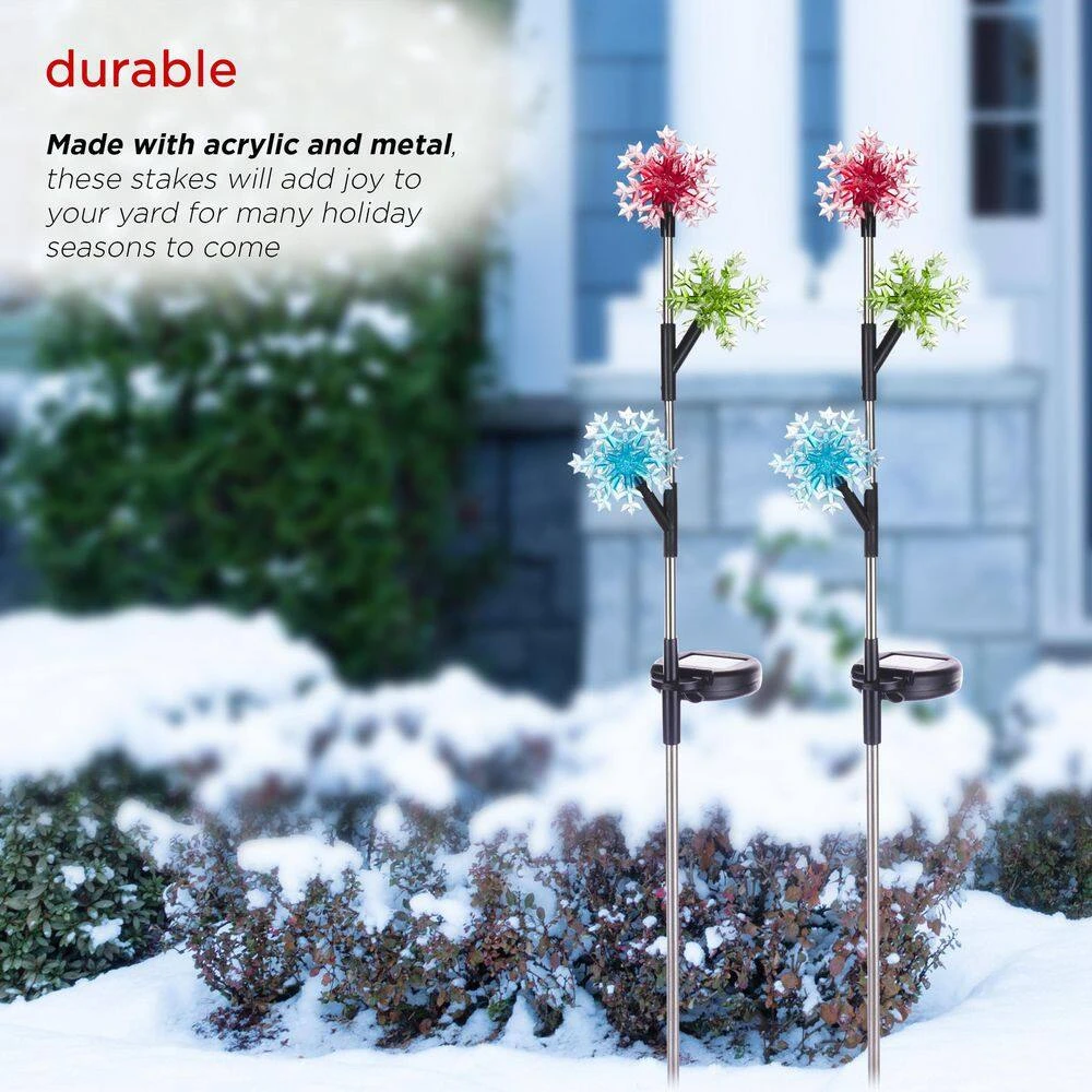 Alpine Holiday Decor Acrylic 3-Tier Snowflake Stakes With Solar Powered LED Lights, 2-Pack 9 Alpine Holiday Decor Acrylic 3-Tier Snowflake Stakes With Solar Powered LED Lights, 2-Pack - Image 7