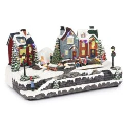 Animated Children Playing In Christmas Village With LED Light -Christmas Decor Shop alpine corporation christmas centerpieces wcc226mc 1f 1000