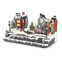 Animated Children Playing In Christmas Village With LED Light -Christmas Decor Shop alpine corporation christmas centerpieces wcc226mc 4f 1000