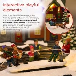 Animated Children Playing In Christmas Village With LED Light -Christmas Decor Shop alpine corporation christmas centerpieces wcc226mc 77 1000