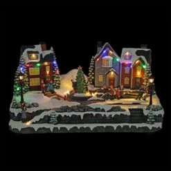 Animated Children Playing In Christmas Village With LED Light -Christmas Decor Shop alpine corporation christmas centerpieces wcc226mc c3 1000