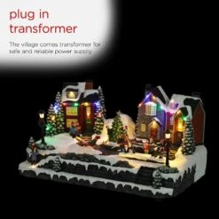 Animated Children Playing In Christmas Village With LED Light -Christmas Decor Shop alpine corporation christmas centerpieces wcc226mc d4 1000