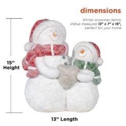 15 In. Tall Snow Friends Winter Snowman Family Statue 16 15 In. Tall Snow Friends Winter Snowman Family Statue -Christmas Decor Shop alpine corporation christmas figurines qwr908 40 1000