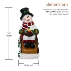 24 In. Tall Solar Snowman In Sleigh With LED Lights, Outdoor Festive Holiday Decor For Garden, Porch, Lawn 14 24 In. Tall Solar Snowman In Sleigh With LED Lights, Outdoor Festive Holiday Decor For Garden, Porch, Lawn -Christmas Decor Shop alpine corporation christmas novelty lights zen260slr s tm 40 1000