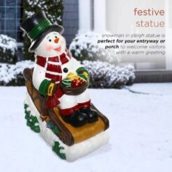 24 In. Tall Solar Snowman In Sleigh With LED Lights, Outdoor Festive Holiday Decor For Garden, Porch, Lawn 15 24 In. Tall Solar Snowman In Sleigh With LED Lights, Outdoor Festive Holiday Decor For Garden, Porch, Lawn -Christmas Decor Shop alpine corporation christmas novelty lights zen260slr s tm a0 1000