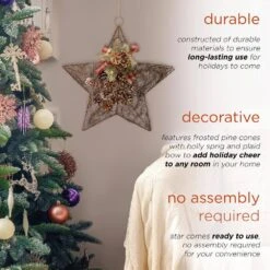 20 In. Tall Hanging Rustic Pinecone Christmas Star Decor -Christmas Decor Shop alpine corporation christmas ornament sets cim306hh 1d 1000