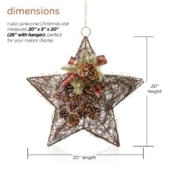 20 In. Tall Hanging Rustic Pinecone Christmas Star Decor -Christmas Decor Shop alpine corporation christmas ornament sets cim306hh 40 1000