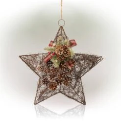 20 In. Tall Hanging Rustic Pinecone Christmas Star Decor -Christmas Decor Shop alpine corporation christmas ornament sets cim306hh 4f 1000