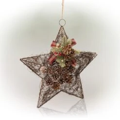 20 In. Tall Hanging Rustic Pinecone Christmas Star Decor
