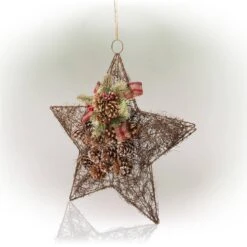 20 In. Tall Hanging Rustic Pinecone Christmas Star Decor -Christmas Decor Shop alpine corporation christmas ornament sets cim306hh c3 1000
