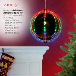 13 In. Tall Multi-Color LED Lights Alpine Hanging Christmas Ball Ornament, Silver 18 13 In. Tall Multi-Color LED Lights Alpine Hanging Christmas Ball Ornament, Silver -Christmas Decor Shop alpine corporation christmas ornaments cor124l sl 77 1000