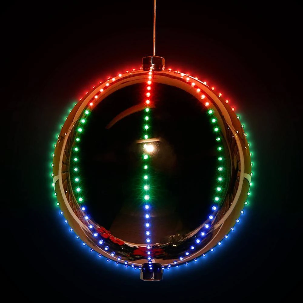 13 In. Tall Multi-Color LED Lights Alpine Hanging Christmas Ball Ornament, Silver 10 13 In. Tall Multi-Color LED Lights Alpine Hanging Christmas Ball Ornament, Silver - Image 8