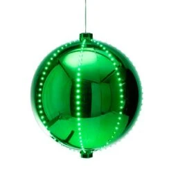 13 In. Tall Hanging Christmas Ball Ornament With LED Lights, Green