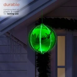 13 In. Tall Hanging Christmas Ball Ornament With LED Lights, Green -Christmas Decor Shop alpine corporation christmas ornaments lpa108l gn 77 1000