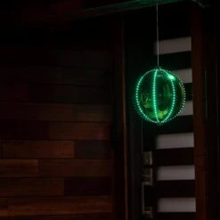 13 In. Tall Hanging Christmas Ball Ornament With LED Lights, Green -Christmas Decor Shop alpine corporation christmas ornaments lpa108l gn c3 1000