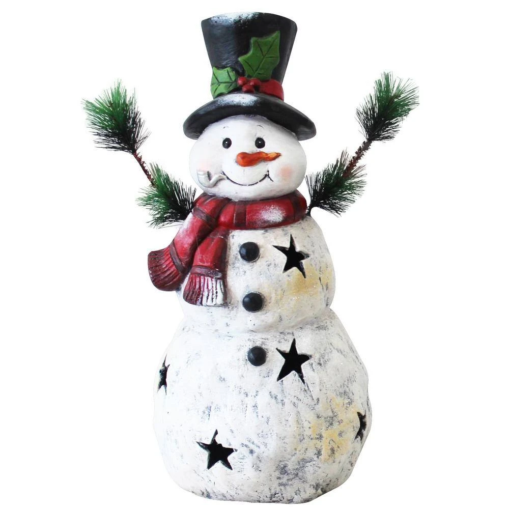 22 In. Christmas Snowman Statuary With Black Stars 4 22 In. Christmas Snowman Statuary With Black Stars - Image 2