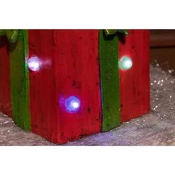 14 In. Red Giftbox Statue With Color Changing Led Lights And Timer -Christmas Decor Shop alpine corporation christmas yard decorations mcc468rd cc tm 4f 1000
