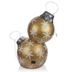 Indoor/Outdoor Merry Christmas Stacked Ornament Statue W/Flashing LEDs, Gold -Christmas Decor Shop alpine corporation christmas yard decorations zty138xl 4f 1000