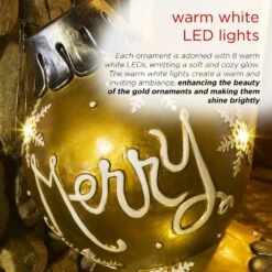 Indoor/Outdoor Merry Christmas Stacked Ornament Statue W/Flashing LEDs, Gold -Christmas Decor Shop alpine corporation christmas yard decorations zty138xl fa 1000