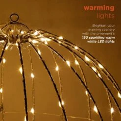 16 In. Dia Foldable Metal Sphere Ornament With Warm White LED Lights -Christmas Decor Shop alpine corporation single christmas ornaments bst170ww 66 1000