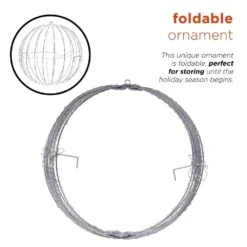 16 In. Dia Foldable Metal Sphere Ornament With Warm White LED Lights -Christmas Decor Shop alpine corporation single christmas ornaments bst170ww 77 1000