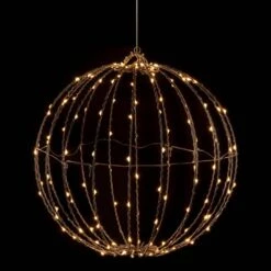 16 In. Dia Foldable Metal Sphere Ornament With Warm White LED Lights -Christmas Decor Shop alpine corporation single christmas ornaments bst170ww c3 1000