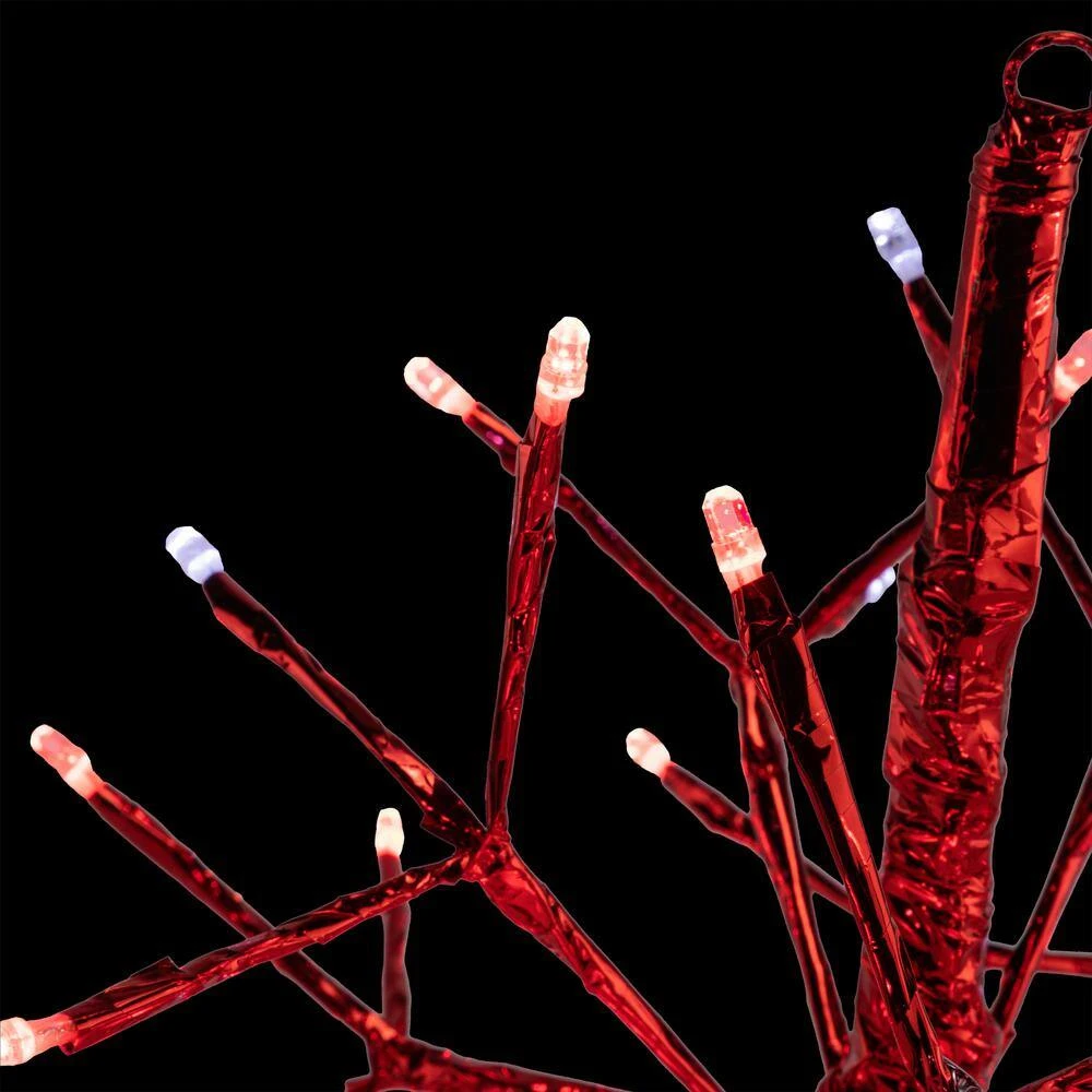 10 In. Tall Christmas Twig Snowflake Ornament With LED Lights, Red 12 10 In. Tall Christmas Twig Snowflake Ornament With LED Lights, Red - Image 10