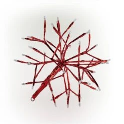 10 In. Tall Christmas Twig Snowflake Ornament With LED Lights, Red 25 10 In. Tall Christmas Twig Snowflake Ornament With LED Lights, Red -Christmas Decor Shop alpine corporation single christmas ornaments crd100s rd 44 1000