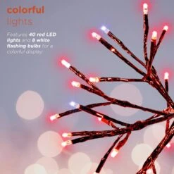 10 In. Tall Christmas Twig Snowflake Ornament With LED Lights, Red 20 10 In. Tall Christmas Twig Snowflake Ornament With LED Lights, Red -Christmas Decor Shop alpine corporation single christmas ornaments crd100s rd 66 1000