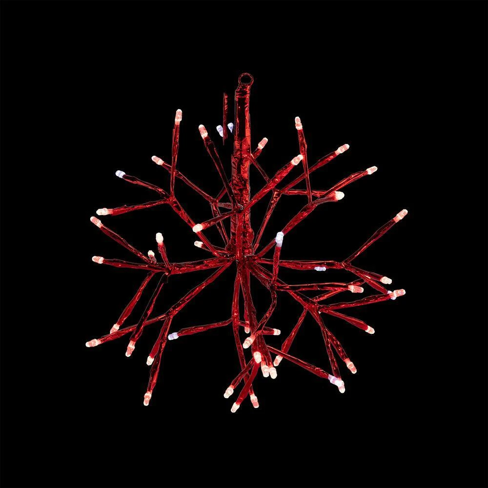 10 In. Tall Christmas Twig Snowflake Ornament With LED Lights, Red 10 10 In. Tall Christmas Twig Snowflake Ornament With LED Lights, Red - Image 8