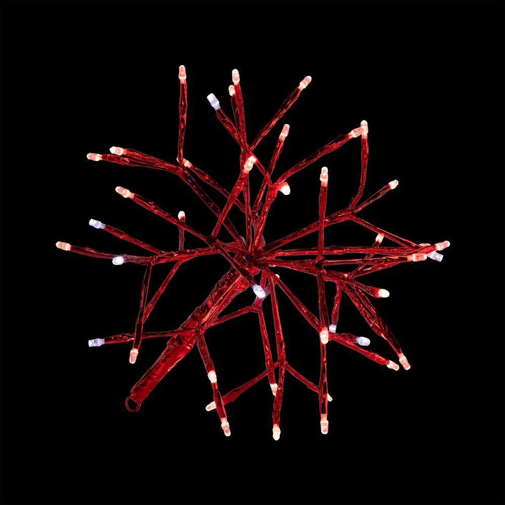 10 In. Tall Christmas Twig Snowflake Ornament With LED Lights, Red 14 10 In. Tall Christmas Twig Snowflake Ornament With LED Lights, Red - Image 12