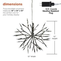 10 In. Tall Christmas Snowflake Silver Ornament With White LED Lights -Christmas Decor Shop alpine corporation single christmas ornaments crd100s wt 40 1000