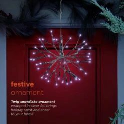 10 In. Tall Christmas Snowflake Silver Ornament With White LED Lights -Christmas Decor Shop alpine corporation single christmas ornaments crd100s wt 77 1000