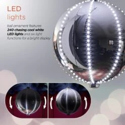 13 In. Tall Large Hanging Christmas Ball Ornament With LED Lights, Silver -Christmas Decor Shop alpine corporation single christmas ornaments lpa108l sl 1d 1000