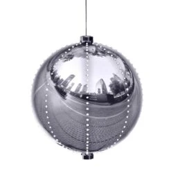 13 In. Tall Large Hanging Christmas Ball Ornament With LED Lights, Silver