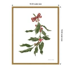 16 In. W X 19.62 In. H Peace And Joy Holly Christmas Holiday Framed Canvas Box Wall Art -Christmas Decor Shop amanti art christmas wall decorations 38865447824 1f 1000