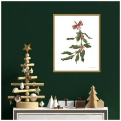 16 In. W X 19.62 In. H Peace And Joy Holly Christmas Holiday Framed Canvas Box Wall Art -Christmas Decor Shop amanti art christmas wall decorations 38865447824 44 1000