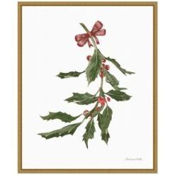 16 In. W X 19.62 In. H Peace And Joy Holly Christmas Holiday Framed Canvas Box Wall Art