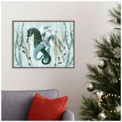 23 .5 In. W X 18 In. H The Sea Santa Collection A Christmas Holiday Framed Canvas Box Wall Art -Christmas Decor Shop amanti art christmas wall decorations 38865453412 31 1000