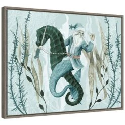 23 .5 In. W X 18 In. H The Sea Santa Collection A Christmas Holiday Framed Canvas Box Wall Art -Christmas Decor Shop amanti art christmas wall decorations 38865453412 c3 1000