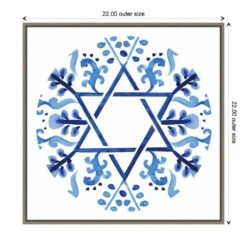 22 In. Canvas Indigo Hanukkah Collection C Christmas Holiday Framed Box Wall Art -Christmas Decor Shop amanti art christmas wall decorations 38865456266 1f 1000