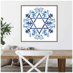 22 In. Canvas Indigo Hanukkah Collection C Christmas Holiday Framed Box Wall Art -Christmas Decor Shop amanti art christmas wall decorations 38865456266 44 1000